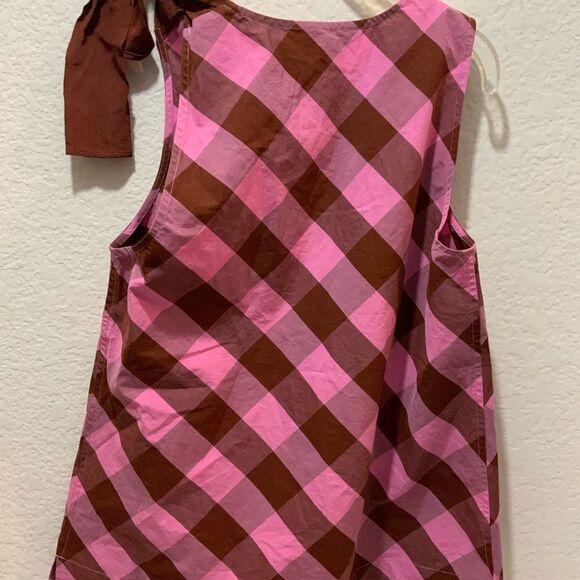 NWT J Crew Preppy 0 Pink Rust Brown Burgundy Grosgrain Ribbon Tie Top Strap Tank - Picture 7 of 8